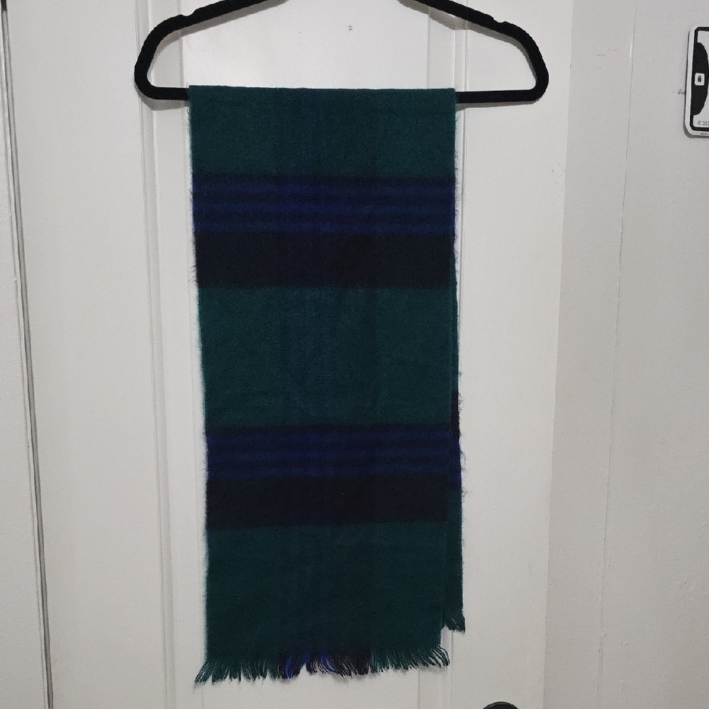 Men's Green and Blue Striped Scarf